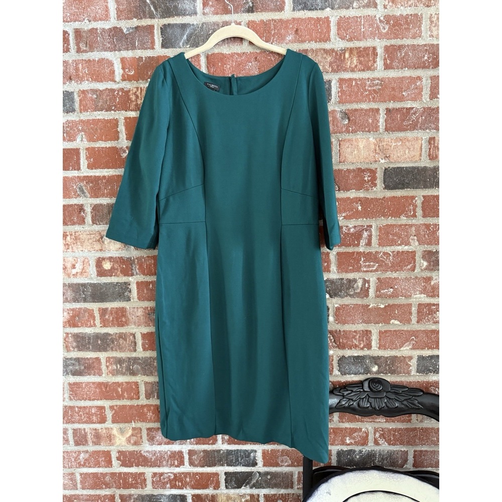 Talbots Size 12P Sheath Dress Womens Green Lined Classic Work Event